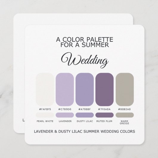 Lavender Dusty Lilac Summer Wedding Palette Card 招待状 (正面/裏面)