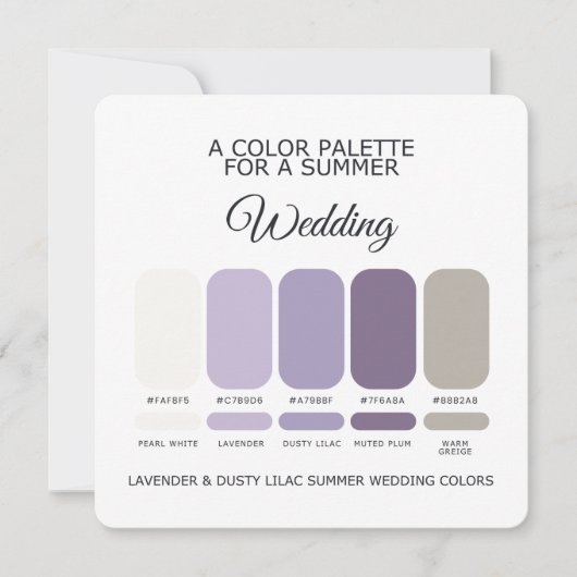 Lavender Dusty Lilac Summer Wedding Palette Card 招待状 (正面)