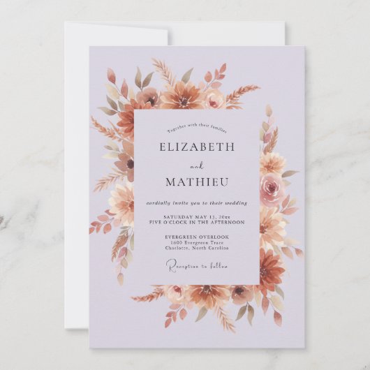Lavender Earthy Autumnal Wedding 招待状 (正面)