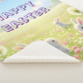 Lavender Easter Cute White Bunny Floral Spring  シェルパブランケット (3/4)