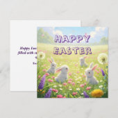 Lavender Easter Cute White Bunny Floral Spring  シーズンカード (正面/裏面)