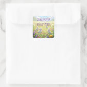 Lavender Easter Cute White Bunny Floral Spring  スクエアシール (バッグ)