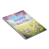 Lavender Easter Cute White Bunny Floral Spring  ノートブック (右側)