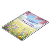 Lavender Easter Cute White Bunny Floral Spring  ノートブック (左側)