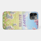 Lavender Easter Cute White Bunny Floral Spring  Case-Mate iPhoneケース (裏面(横))