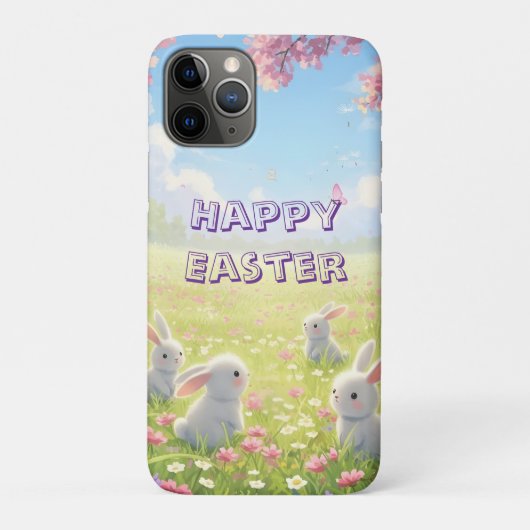 Lavender Easter Cute White Bunny Floral Spring  Case-Mate iPhoneケース (裏)