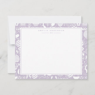 Lavender Easter Egg Frame Note Card 招待状
