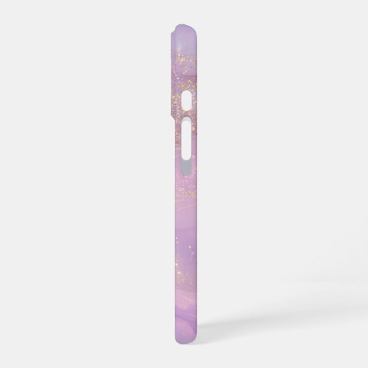 Lavender Éclat – やわらかなライラックとゴールドのマーブルiPhoneケース iPhone 16ケース (左側面)