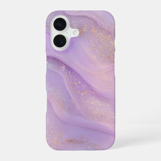 Lavender Éclat – やわらかなライラックとゴールドのマーブルiPhoneケース iPhone 16ケース (裏面)