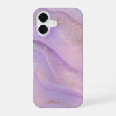 Lavender Éclat – Soft Lilac & Gold Marble Phone Ca iPhone 16ケース (裏面)