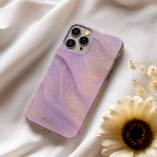 Lavender Éclat – Soft Lilac & Gold Marble Phone Ca iPhone 16ケース
