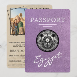 Lavender Egypt Passport Wedding Save the Date セーブザデート