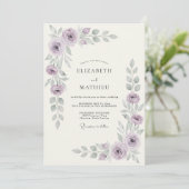 Lavender Elegant Botanical Spring Wedding 招待状 (スタンド正面)