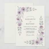 Lavender Elegant Botanical Spring Wedding 招待状 (正面/裏面)