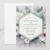 Lavender Ethereal Botanical Wedding 招待状 (正面/裏面)