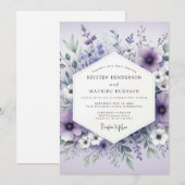 Lavender Ethereal Botanical Wedding 招待状 (正面/裏面)
