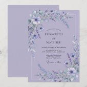 Lavender Ethereal Flourish Wedding 招待状 (正面/裏面)