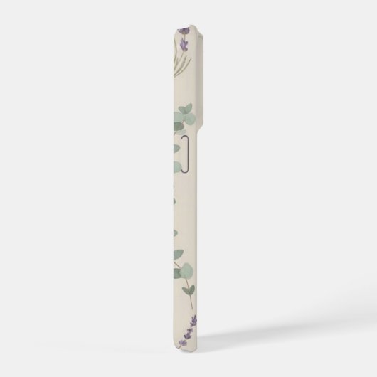 Lavender Eucalyptus Botanical Pattern Design iPhoneケース (右側面)