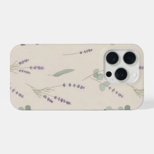 Lavender Eucalyptus Botanical Pattern Design iPhoneケース (裏面横)