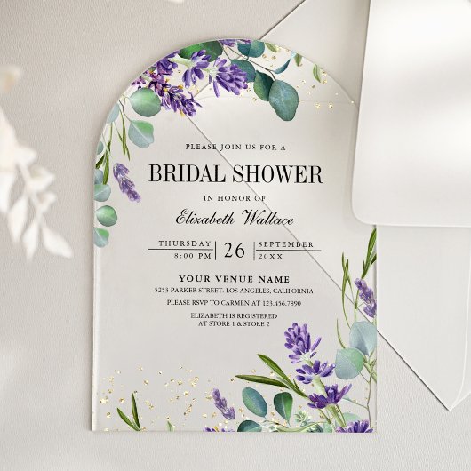 Lavender Eucalyptus Bridal Shower アクリル招待状