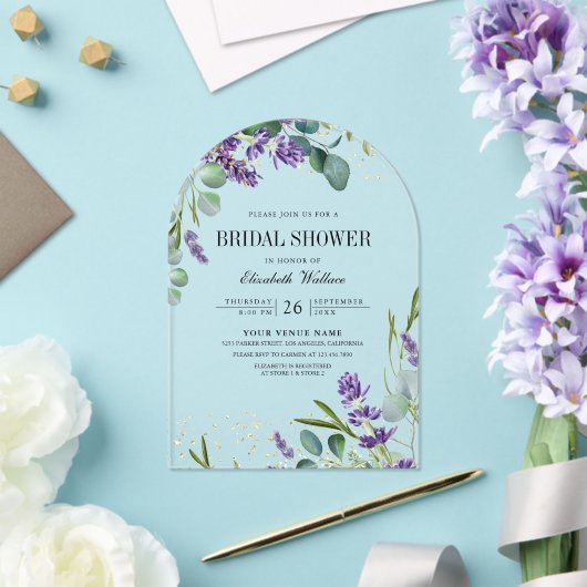 Lavender Eucalyptus Bridal Shower アクリル招待状 (インサイチュ (ウェディング))