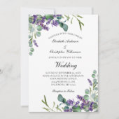 Lavender Eucalyptus Floral Botanical Wedding 招待状 (正面)