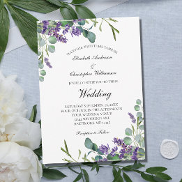 Lavender Eucalyptus Floral Botanical Wedding 招待状