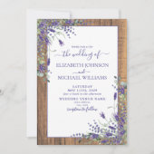 Lavender Eucalyptus Greenery Photo Wedding 招待状 (正面)