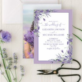 Lavender Eucalyptus Greenery Photo Wedding Invitat 招待状