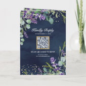 Lavender Eucalyptus Navy Blue QR Code Wedding 招待状 (裏面)