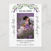 Lavender eucalyptus photo wedding Save the Date 案内ポストカード (正面)