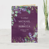 Lavender Eucalyptus Purple Photo QR Code Wedding 招待状 (正面)