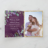 Lavender Eucalyptus Purple Photo QR Code Wedding 招待状 (内部)