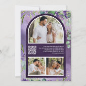 Lavender Eucalyptus QR Code Photo Purple Wedding セーブザデート (裏面)