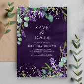 Lavender Eucalyptus QR Code Photo Purple Wedding セーブザデート