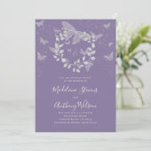 Lavender Eucalyptus Romantic Butterfly Wedding 招待状 (スタンド正面)