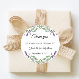 Lavender eucalyptus wedding thank you ラウンドシール