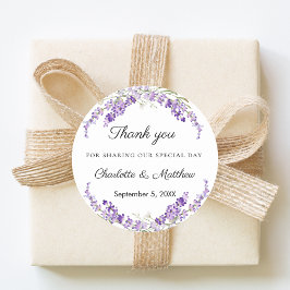 Lavender eucalyptus wedding thank you ラウンドシール