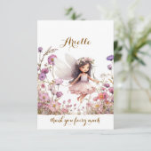 Lavender Fairy wildflower birthday thank you サンキューカード (スタンド正面)