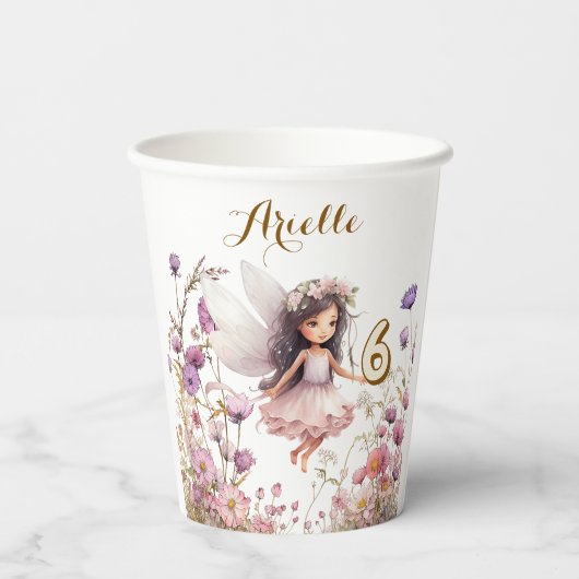 Lavender Fairy wildflower pixie birthday 紙コップ (裏面)
