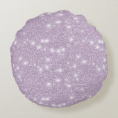 Lavender Faux Glitter Eyelashes Personalized Name ラウンドクッション (裏面)