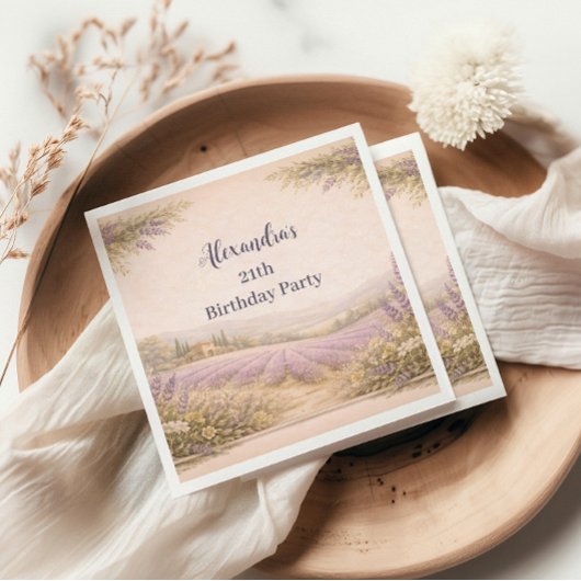 Lavender Field Garden Birthday スタンダードカクテルナプキン