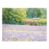 Lavender Field Harvest with Tractor フォトプリント (正面)