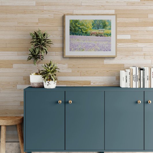 Lavender Field Harvest with Tractor フォトプリント