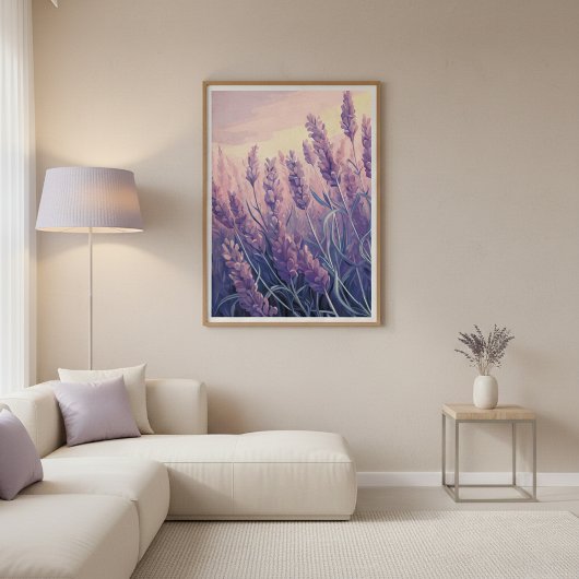 Lavender Field Modern Watercolor Wall Art ポスター
