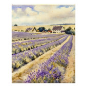 Lavender Field Watercolor Painting フォトプリント (正面)