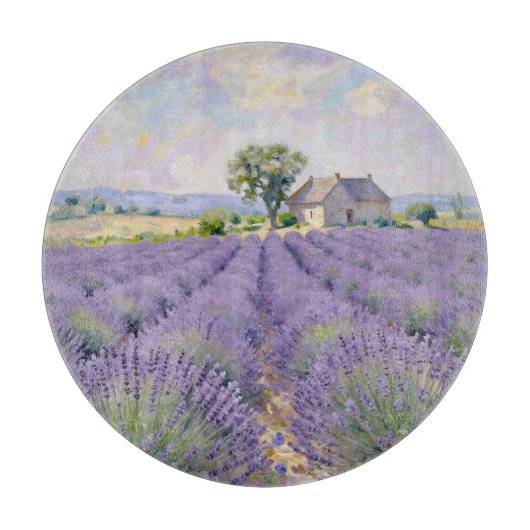 Lavender Fields Provence Cottage Impressionist カッティングボード (正面)
