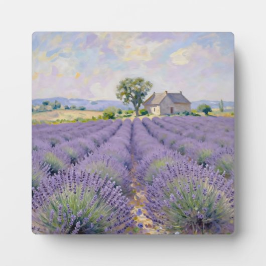 Lavender Fields Provence Cottage Impressionist フォトプラーク (正面)