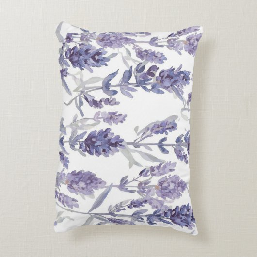 Lavender Fields | Purple Watercolor Flower Pattern アクセントクッション (裏面(縦))