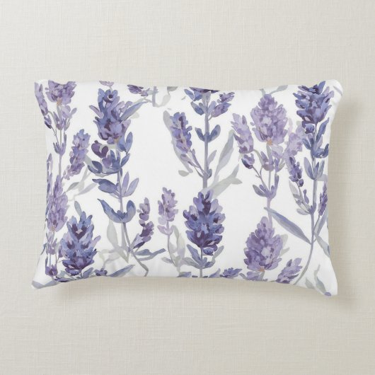 Lavender Fields | Purple Watercolor Flower Pattern アクセントクッション (裏面)